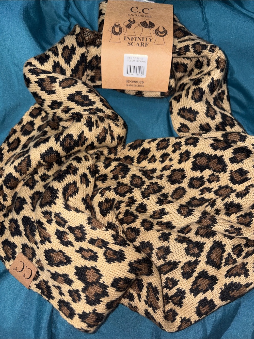 C.C Leopard Print Infinity Scarf - Tan & Black